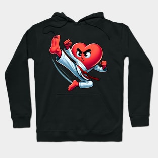 Valentine's Day Heart Karate Kick Kung Fu Taekwondo Hoodie